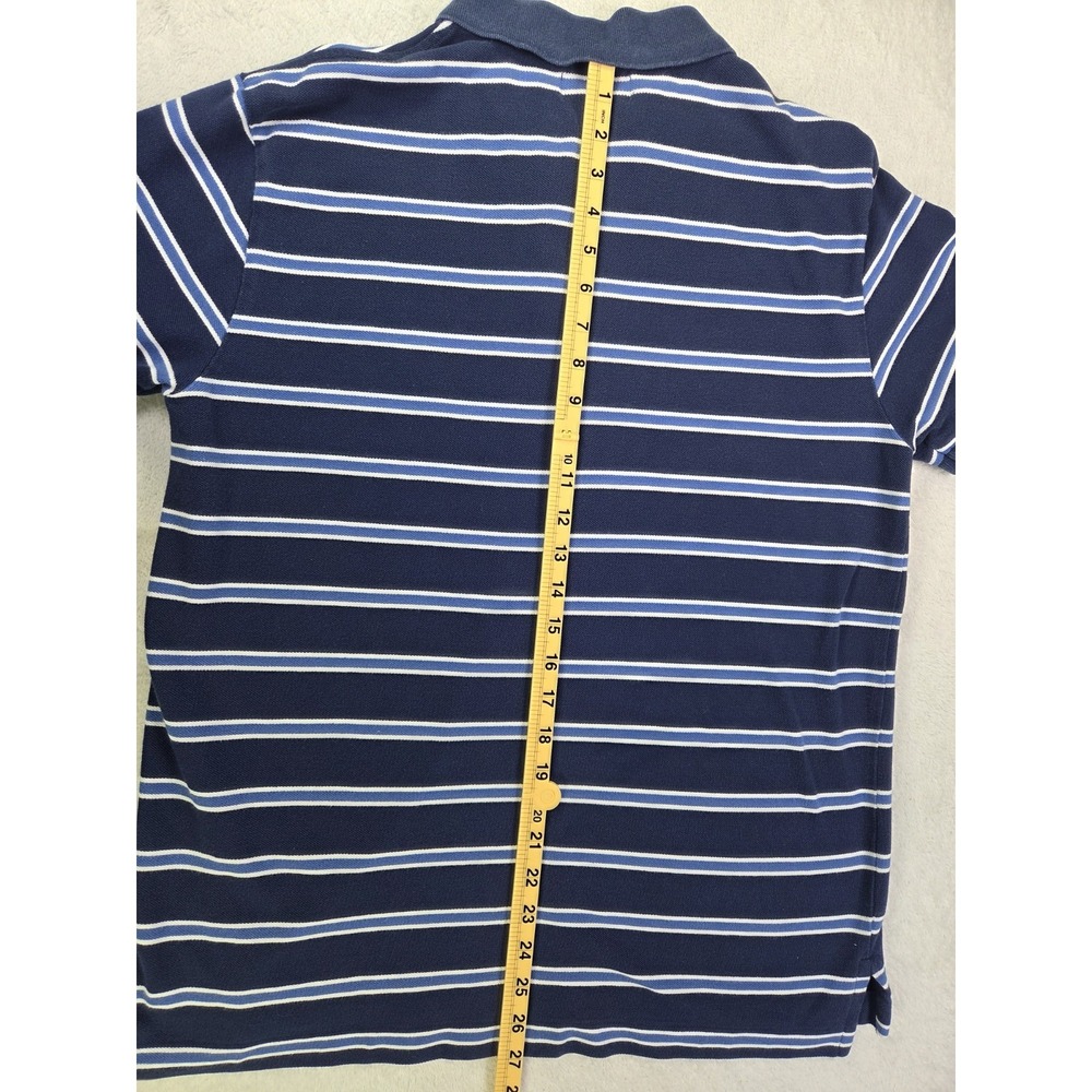 Vintage Polo Jeans Co Ralph Lauren Polo Shirt Mens Large Blue Striped RL Flag - Picture 7 of 8